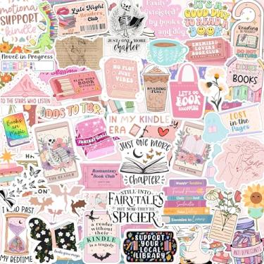 Imagem de 73 adesivos de livros para Kindle, pacote de adesivos literários para iPad, laptop, leitores de e-books, decalques de vinil fofos para garrafas d'água, meninas, holográficos, à prova d'água, romance