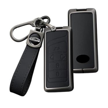 Imagem de HIBEYO Capa Smart Key Fob compatível com GAC Energy Trumpchi GA6 GM6 Aion S V Y LX GS7 GS8 GS5 GM8 GS4 GS3 Gs7 GS8 M8 GS5 Capa para chave de couro e acessórios de liga com chaveiros-B tipo preto
