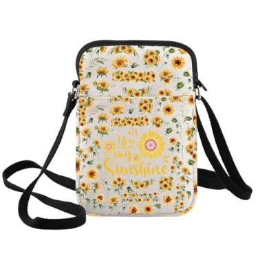 Imagem de BWWKTOP Bolsa transversal de girassol, presente inspirado em girassol, You Are My Sunshine, bolsa de ombro de girassol presente para amantes de girassol, My Sunshine Xk-b