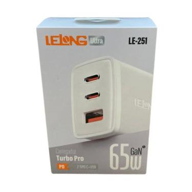 Imagem de Base carregadora turbo pro 65w 1usb+ 2 tipo c le-251 lelong