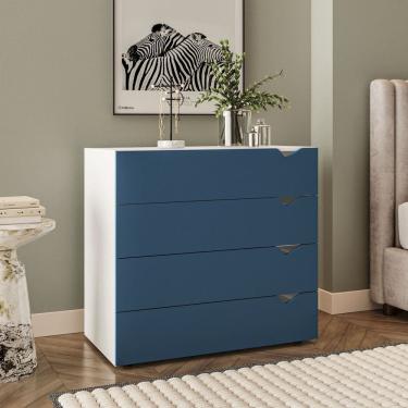 Imagem de Cõmoda 4 Gavetas 83,8x90x46 Cm Porto Azul/Branco