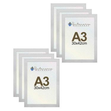 Imagem de Kit 6 Porta Retrato Molduras A3 30x42 Branco - Santamaria Molduras