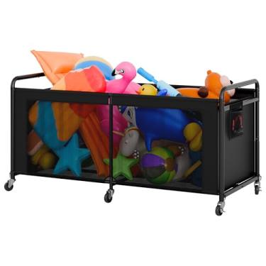 Imagem de StorageWorks Armazenamento flutuante de piscina de 295 galões, caixa de armazenamento de brinquedos de piscina de malha com roda e bolsos laterais, grande organizador de natação, suporte de macarrão