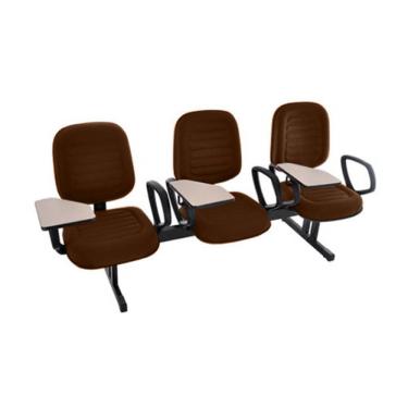 Imagem de Cadeira Escolar Universitária em Longarina com prancheta para Escolas e Faculdades Linha Blenda Marrom