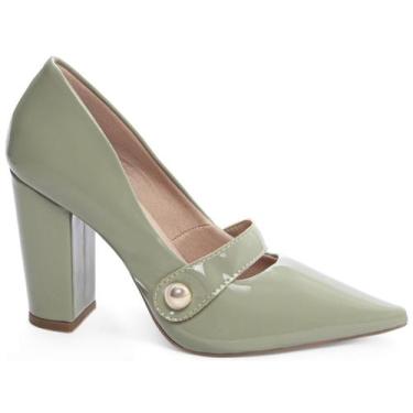 Imagem de Sapato Scarpin Salto Alto Grosso Bico Fino Tira Feminino 9cm EMILY ONL