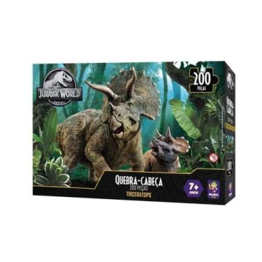 Imagem de Quebra-Cabeça Puzzle 200 Peças Triceratops Jurassic World Mimo Toys - 
