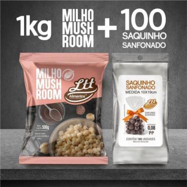 Imagem de Milho Mushroom Pipoca Gourmet 1kg + Saquinho para pipoca gourmet 10x19