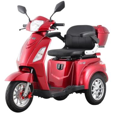 Imagem de Triciclo Elétrico Autopropelido 1000W Ré Alarme Bagageiro Eko-10 Vermelho