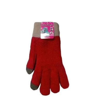 Imagem de Luva Térmica de Lã Touch Screen Feminina - TOUCH GLOVES, Vermelho