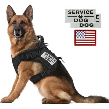 Imagem de Colete para cães de serviço tático, alça de treinamento para atividades ao ar livre, resistente à água, confortável, com alça para cães da Patrulha Militar K9Hanshengday L preto 8107270