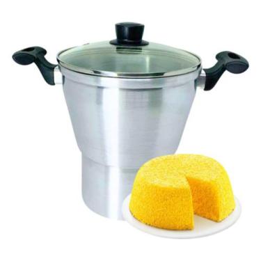 Imagem de Cuscuzeira Alumínio Panela Vaporeira Tampa De Vidro Cuscuz - Alumínios