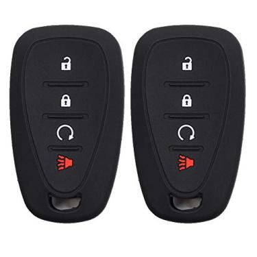 Imagem de Btopars 2 peças 4 botões Smart Key Fob capa de silicone protetor de capa protetor de capa compatível com Chevy Chevrolet Bolt Camaro Equinox Sonic Trax Volt Cruze TraverseBtopars si56blackx2