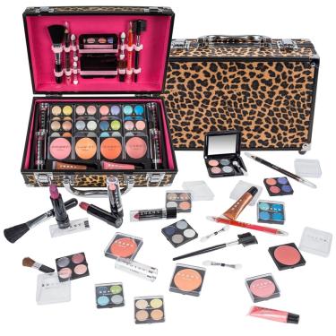 Imagem de Estojo de maquiagem shany Carry All com conjunto de maquiagem profissional Leopard