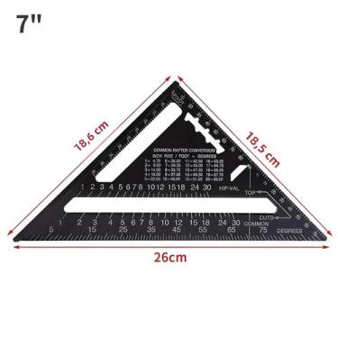 Imagem de Régua Triangular e Quadrada de Carpinteiro (7" e 12") - Liga de Metal,