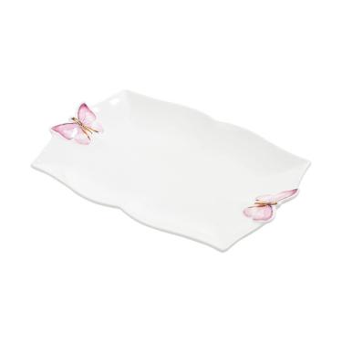 Imagem de Travessa de Porcelana Branca Borboletas 24x16cm Wolff