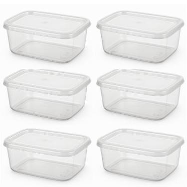 Imagem de Jogo 6 potes 1300ml retangulares kit pote BPA free com tampa - ERCAPLA