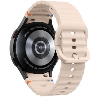 Imagem de DEALELE Pulseiras de substituição compatíveis com Samsung Galaxy Watch 7/6 / 5/4 de 40 mm / 44 mm / FE / 6 Classic / 5 Pro/4 Classic, pulseira de silicone sem lacunas de 20 mm para mulheres e homens
