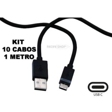 Imagem de Kit 10 Cabos USB Tipo C de 1 Metro  Economia e Durabilidade Máxima - I