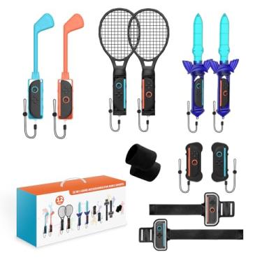 Imagem de JDDWIN Switch 2 Sports Games Accessories Bundle, 12 in 1 Sports Accessories Kits for Nintendo Switch 2(2025), Family Sports Party Pack with Tennis Rackets,Golf Clubs,Chambara Swords,Leg Straps