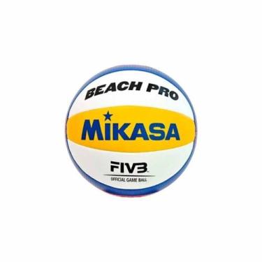 Imagem de Bola Vôlei de Praia Mikasa Competição Unissex BV550, Amarelo, Azul, 5