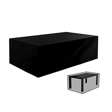 Imagem de FLSXC Capas para móveis de jardim, capa de banco de assento, 100% à prova d'água, proteção UV, à prova de vento, capas de móveis de vime grandes, 30 tamanhos (cor: preto, tamanho: 180 x 135 x 90 cm)