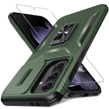 Imagem de GOVTAN Capa compatível com Samsung Galaxy A36/A56 5G com capa de câmera deslizante + protetor de tela + suporte giratório de metal, capa protetora de telefone resistente à prova de choque, híbrida,