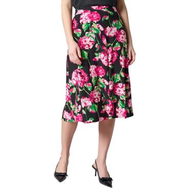 Imagem de Kasper Saia rodada feminina estampada Ity Midi, Preto Multi, PP