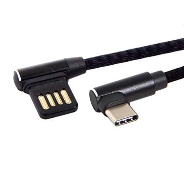 Imagem de Cabo de dados micro USB 5 pinos ou USB-C 3.1 tipo C para ângulo esquerdo 90 graus USB 2.0, Type-C