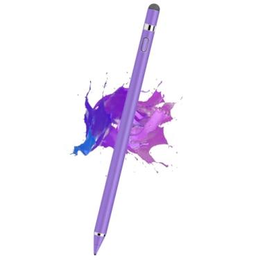 Imagem de Caneta Stylus para tela sensível ao toque, Kenkor recarregável, digital, ponta fina, caneta Stylus para iPhone/Android/Apple iPad Pro/Air/Mini/Samsung/Celular/Tablet Desenho e Escrita - Roxa