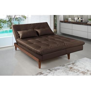 Imagem de Sofá Cama Versátil Reclinável 3 Lugares 5 Posições Casal Premium Madero Corino Casa Imperial (MARROM 310)