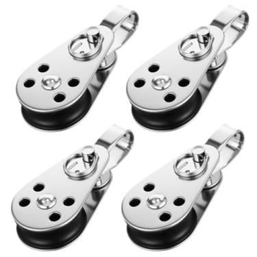 Imagem de Polia marinha de nylon de aço inoxidável, 4 peças, polias pequenas para corredor de corda, bloco de polia de caiaque, polias únicas, cordas de bloco de rolamento, corredor para veleiros, iates, navio