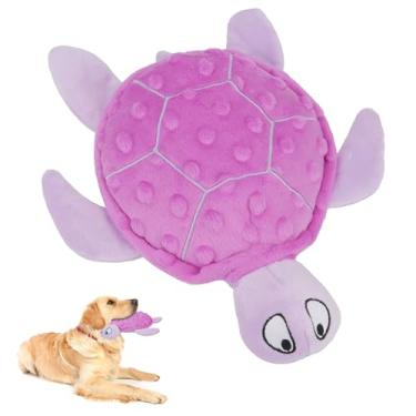 Imagem de TONYFY Brinquedo de pelúcia de tartaruga marinha estridente - durável, sem enchimento, brinquedo de mastigar interativo para cães pequenos - Alivia a ansiedade, dentição e mantê-los ocupados para