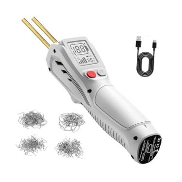 Imagem de Ｂｅｓｇａ Soldador PP, Máquina de solda com grampeador a quente com cabo ergonômico, Kit de reparo automotivo com 200 grampos e equipamento de solda sem fio, Branco