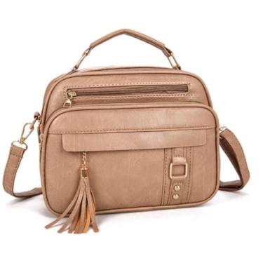 Imagem de Bolsa Feminina Com Alça Lateral Transversal Faixa de Mão De Couro(Khaki)