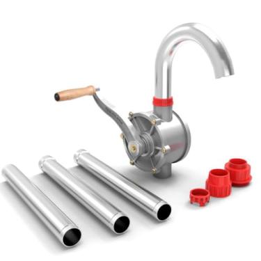 Imagem de Locci Bomba de barril de 15 a 55 galões Bomba de tambor Rotativa Bomba de combustível de transferência, bomba de tambor manual, bomba de barril rotativa de alumínio resistente para querosene, óleo, diesel, fluido hidráulico