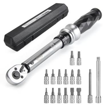 Imagem de Conjunto de chaves de torque de bicicleta 1/10.2 cm Drive Click 1-25 Nm - Kit de ferramentas de manutenção de bicicleta para bicicletas de estrada/montanha - Inclui Allen, Torx, Philip, conjunto de
