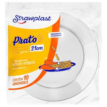 Imagem de Prato Redondo 21cm Preto c/10 - Strawplast