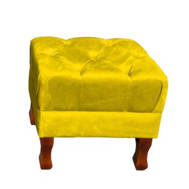 Imagem de Puff Decorativo Retrô Luis Xv Quadrado Em Capitonê Suede