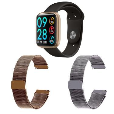 Imagem de Kit 1 Smartwatch P80 Dourado + 2 Pulseiras Rosê E Prata
