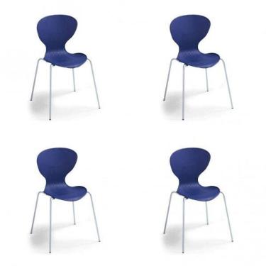 Imagem de Conjunto 4 Cadeiras Empilháveis Flash Prima Design Azul