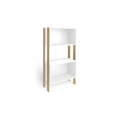 Imagem de Estante Para Sala Rt3092 C/ 2 Nichos Rustico/branco - Movelbento