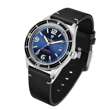 Imagem de CADISEN Relógio automático masculino pulseira de couro homenagem casual, Azul