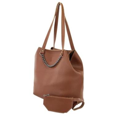Imagem de Bolsa Feminina Sacola Corrente Mais Necessaire (Bolsa Saco Kiara - Caramelo)