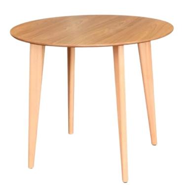 Imagem de Mesa Jantar Redonda 90cm Tampo MDF Base Madeira Maciça (Freijo)