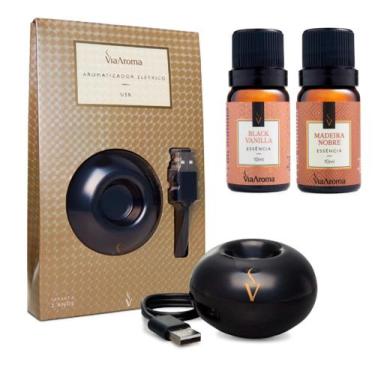 Imagem de Kit Aparelho Aromatizador Elétrico Usb Porcelana Notebook Pc Escritori