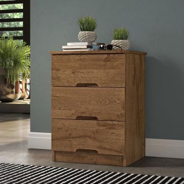 Imagem de Mesa De Cabeceira Com 3 Gavetas - Londres-braúna - Móveis Europa