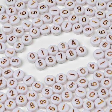 Imagem de Melius 500 peças de contas de acrílico para fazer joias, colares DIY, chaveiros, pulseiras (4x7 redondas, douradas)