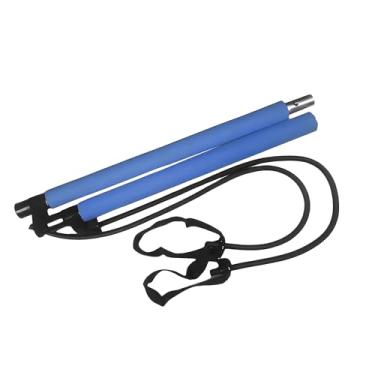 Imagem de ZUFUMI Kit de barra de Pilates com faixas de resistência – Equipamento multifuncional de Pilates para mulheres e homens, academia em casa, pilates, ioga (azul)
