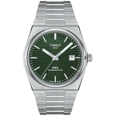 Imagem de Tissot Relógio masculino PRX Powermatic 80 caixa de aço inoxidável 316L automático, cinza, aço inoxidável, 12 (T1374071109100), Cinza, Relógio automático