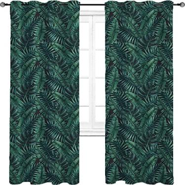 Imagem de Cortinas blackout de folha de palmeira – Cortinas de isolamento térmico, economia de energia e redução de ruído para quarto e sala de estar, cortina de isolamento de cozinha com tratamento de